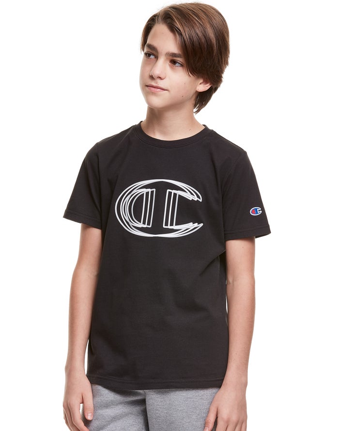 Champion Vibrating C Logo T-Shirt Jongens - Zwart - Belgie 7581XELWF